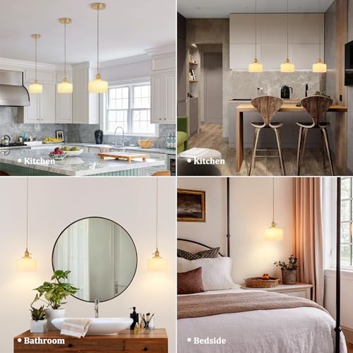 Pendant Light 2 Pack with White Striped Glass Lmapshade (2 Count)