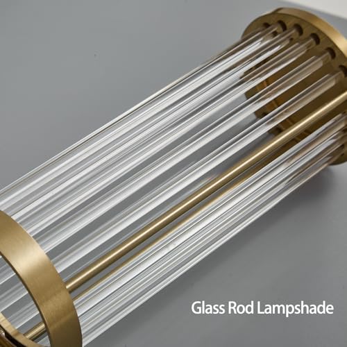 Hardwired Gold Bathroom Vanity Light Glass Rod Wall Sconce