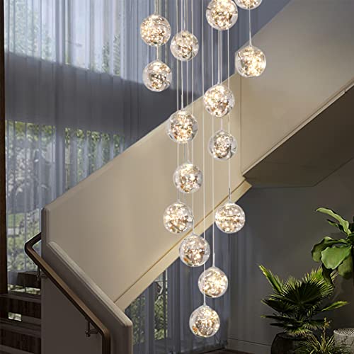 15 Light LED Staircase Chandelier Crystal Ceiling Lights Large Chandeliers for High Ceilings (15 Count)