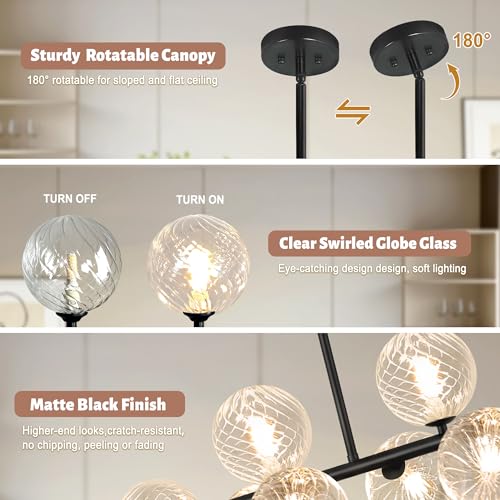 Clear Ribbed Glass Globe Chandelier
