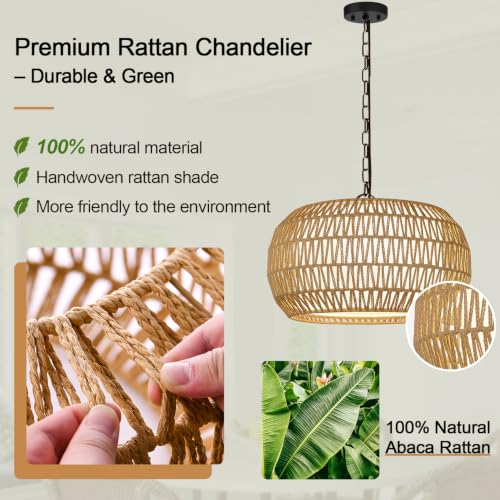 9" 52" Height Adjustable Farmhouse Chandelier Light Fixture