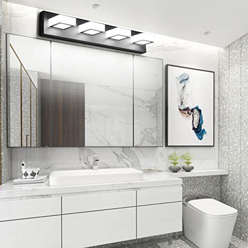 LED Black 4 Lights Acrylic Lighting Fixtures Modern Matte Black Bathroom Vanity Lights
