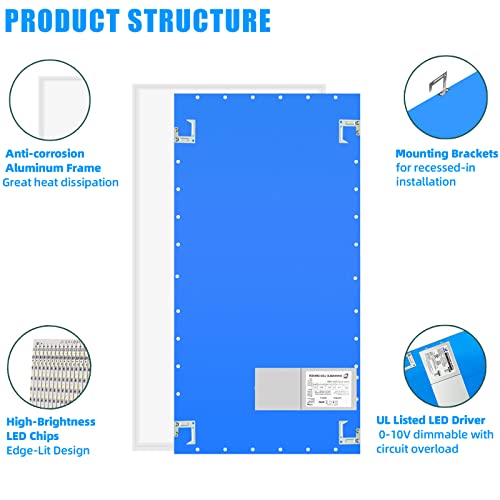 4 Pack 2x4 LED Flat Panel Light Drop Ceiling Fixture 7800LM (4 Count)