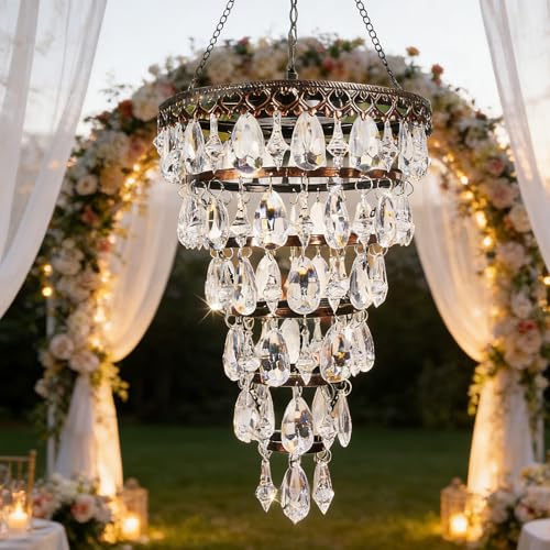 Solar Hanging Crystal Chandelier Outdoor Waterproof Garden Light