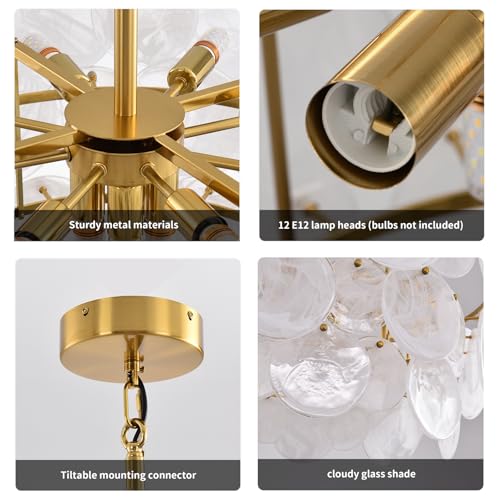 Large Gold Modern Glass Chandelier