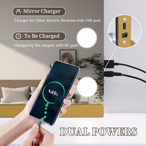 Vanity Mirror with Lights 23.6''x20.5'' Makeup Mirror with Lights Lighted Up Mirror with Dimmable Bulbs