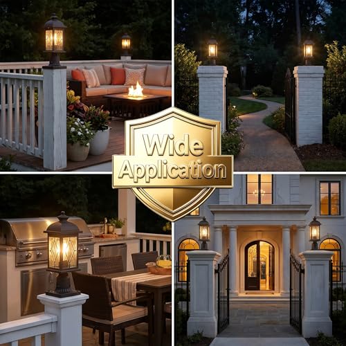 Dusk to Dawn Outdoor Post Lights Waterproof Aluminum Lamp Post Light Fixture Black Pole Lights Outdoor for Yard Patio Pathway Garden