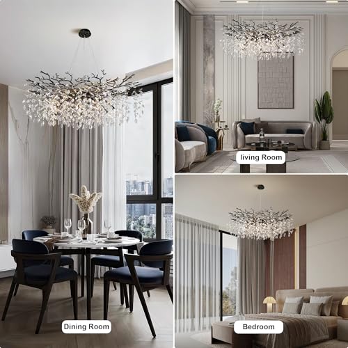 47" Black Crystal Chandelier