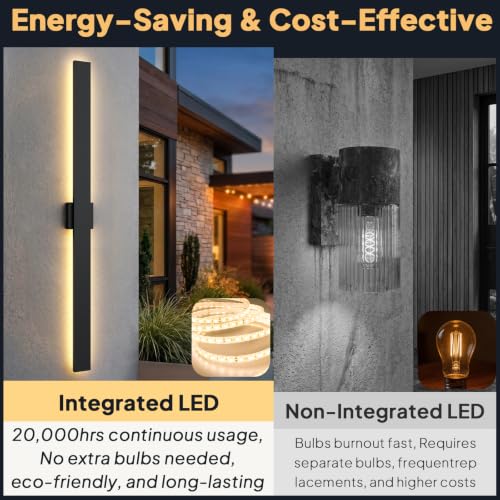 2 Pack Modern LED Outdoor Wall Lights (57.4in)