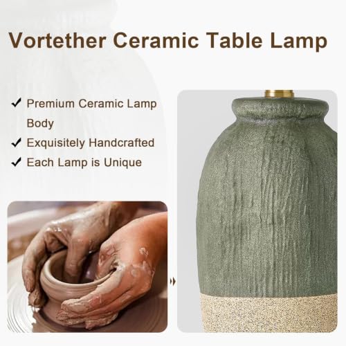22.5" Green Ceramic Table Lamps for Bedroom