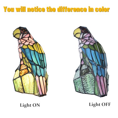 A0023 Tiffany Style Stained Glass Parrot Table Lamp