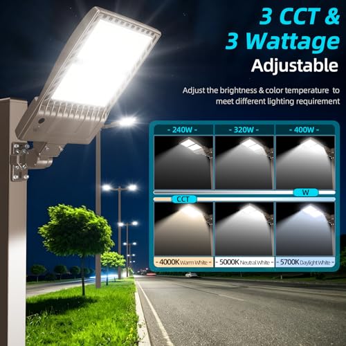 2Pack 400W LED Parking Lot Lights Outdoor Dusk to Dawn Shoebox Pole Light