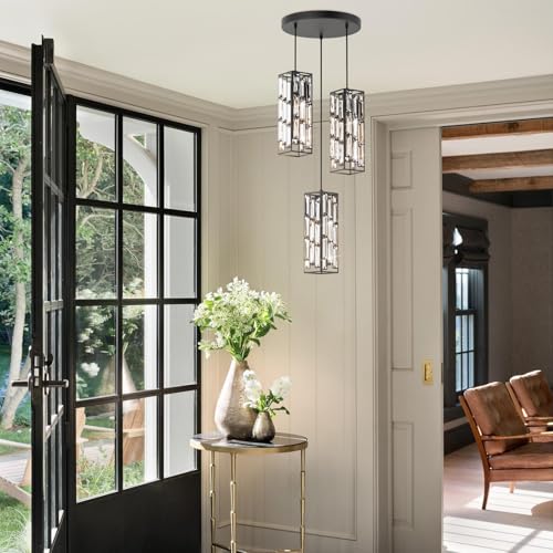 Modern 3 Light Crystal Pendant Light Fixture Kitchen Island