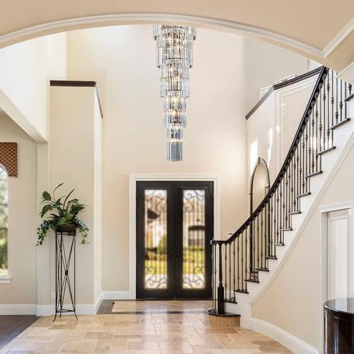 Luxury Modern Long Staircase K9 Chandeliers Black Top Design 10