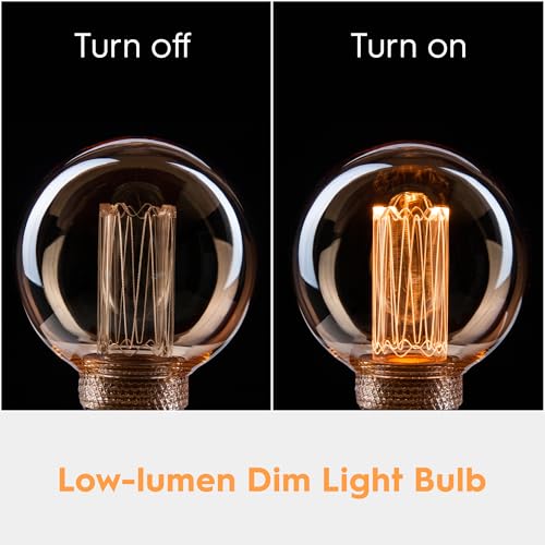 Dimmable Edison Bulb E26 Vintage Round LED Light LowLumen Amber G80