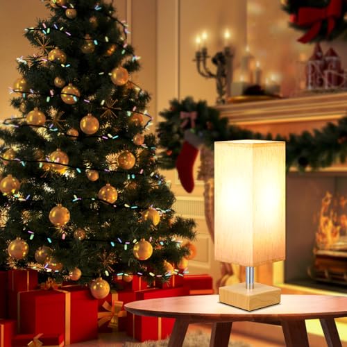 Wood Grain Small Bedside Lamp for Bedroom