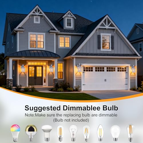 Aluminum Motion Sensor Outdoor Wall Lights with Ripple Glass (2 Count)