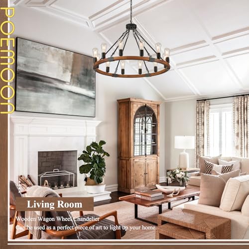 Farmhouse Wood Wagon Wheel Chandelier 12 (12 Count)