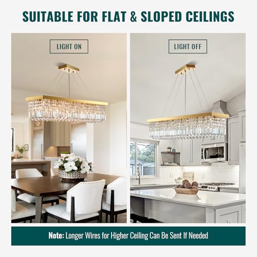 Modern Gold Rectangular Crystal Raindrop Chandelier