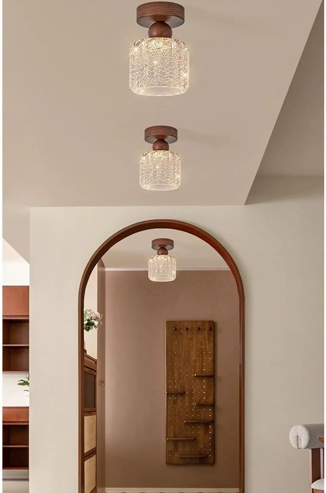 Hallway Flush Mount Fixtures Modern Semi-Flush Mount Ceiling Light with Resin Lampshade Wabi Sabi Art Lantern Entryway Warm White Fixtures for Master Bedroom, Dining, Living, Farmhouse