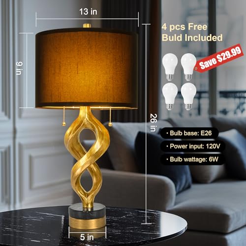 Scenkoy 26” Table Lamp Set of 2 for Bedroom Living Room (2 Count)