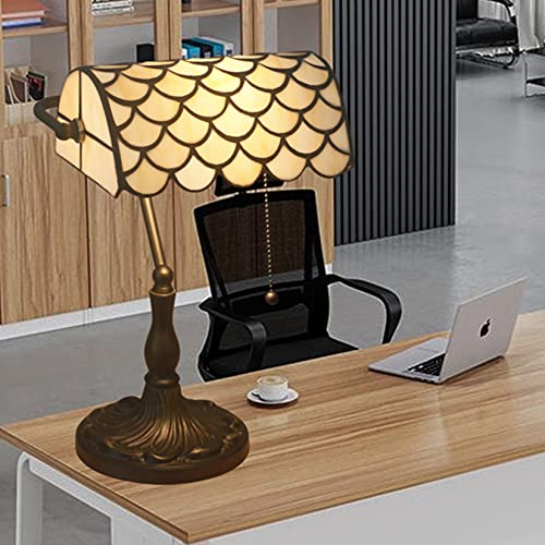 Tiffany Style Bankers Table Lamp Stained Glass Piano Desk Lamp Vintage Bedroom Bedside Lamp for Study