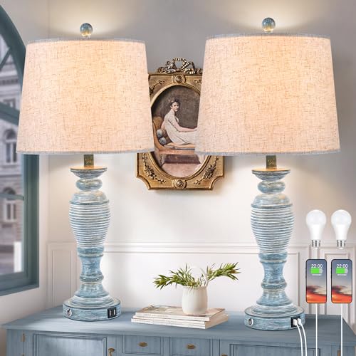 27.7” Farmhouse Table Lamps for Living Room (2 Count)