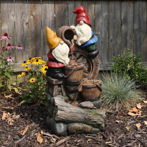 27H Gnome Outdoor Water Fountain with 3