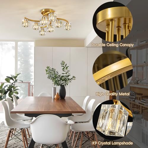 Gold Semi Flush Mount Ceiling Light Fixture