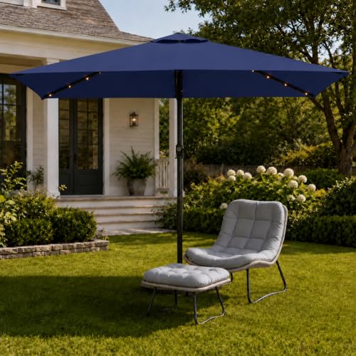 6.5 x 10ft Rectangular Patio Umbrella with Solar Lights
