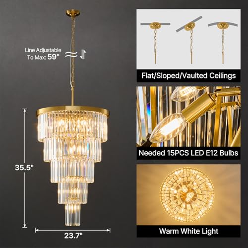High Ceiling Chandelier Crystal Modern