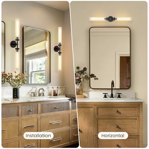 30" 2 Lights Hardwired Frosted Glass Bathroom Wall Sconces
