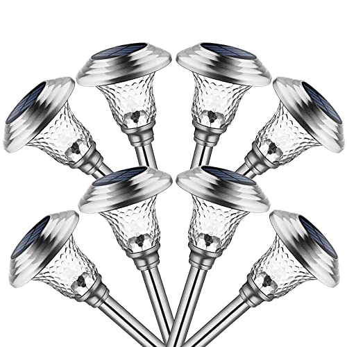 Metal & Glass Solar Lights Outdoor (8 Count)
