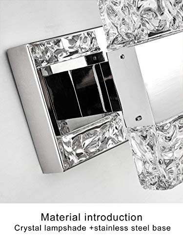 Modern LED Bathroom Vanity Light Fixtures Chrome Stainless Steel 3 Light Wall Sconces for Bathroom Lighting Fuxture Over Mirror 21.5Inch 30w LED Crystal Wall Light Cool White 5800k