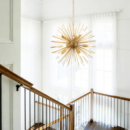 20in 9 Lights Gold Sputnik Chandelier Modern Mid
