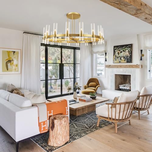 Modern 48" Gold Wagon Wheel Chandelier