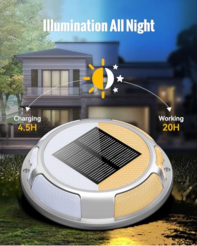 Solar Driveway Dock Lights Outdoor Waterproof 12 Pack (12 Count)