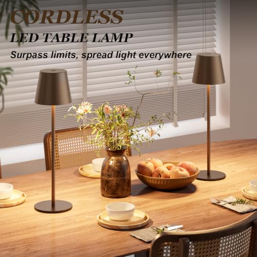 Brown Cordless Table Lamp Rechargeable