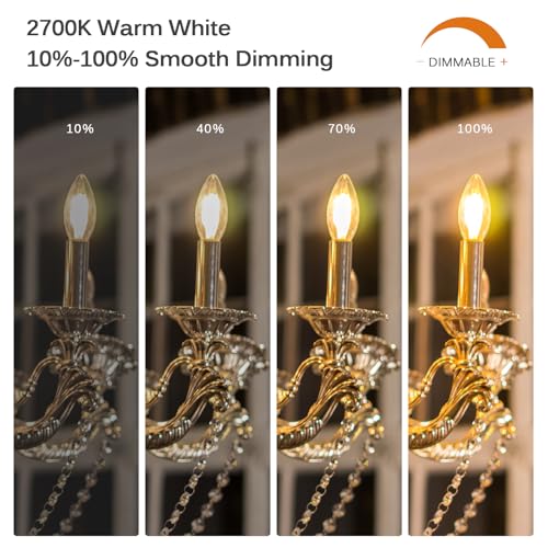 E12 Dimmable LED Candelabra Bulbs 60 Watt Equivalent (6 Count)