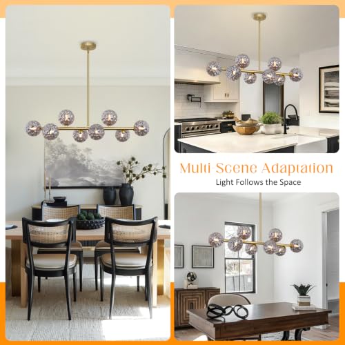 Gold Chandelier Linear Globe Dining Room Light Fixture Long Island Light