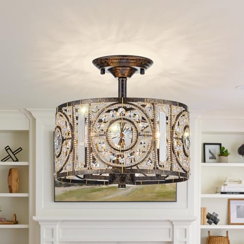 Vintage Crystal Drum Chandelier
