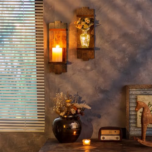 Wood Wall Candle Sconces Set of 2 (2 Count)