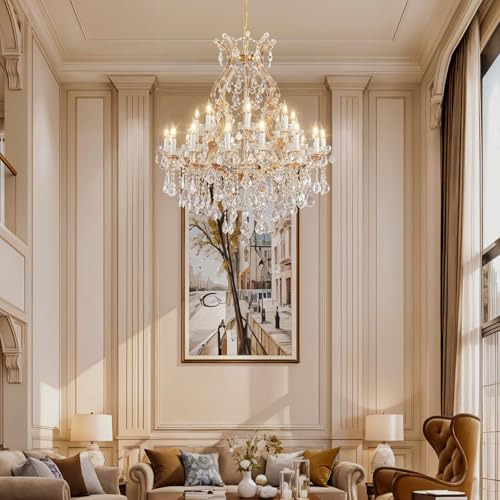 Large Gold Crystal Chandelier Light Fixtures