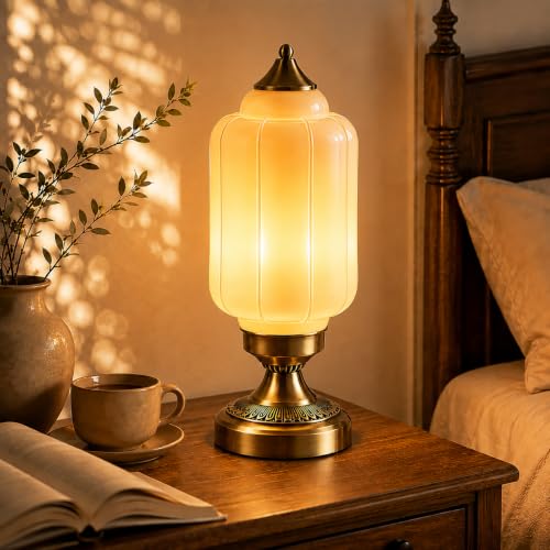 Vintage Table Lamp with Milk Glass Shade (Milk White)