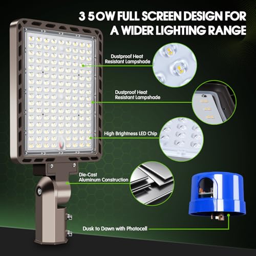 350W LED Parking Lot Light Dusk to Dawn Photocell Slip Fitter