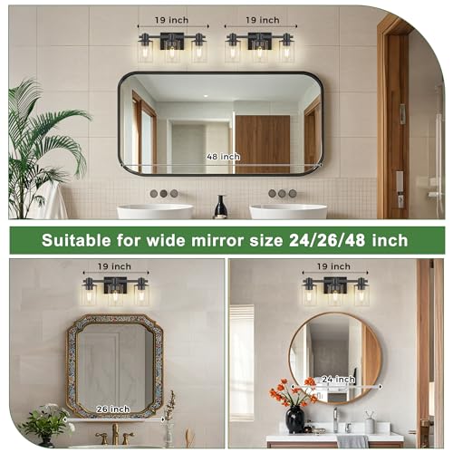 20 Inch 3 Light Upgraded Black Bathroom Light Fixture
