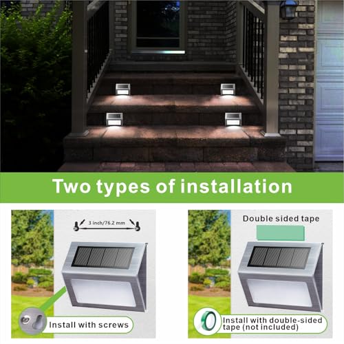 White Solar Lights for Deck Step Fence Post (2 Count)