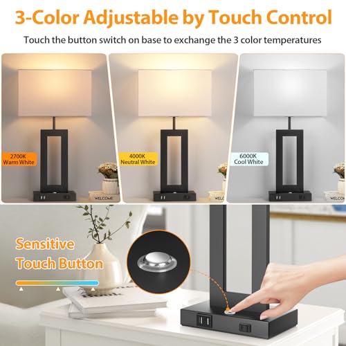 22’’ Touch Control Bedside Nightstand Lamps (2 Count)