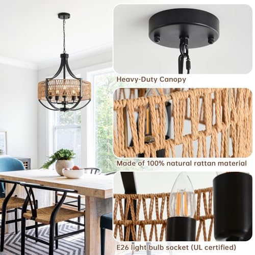 20" Rattan Chandelier
