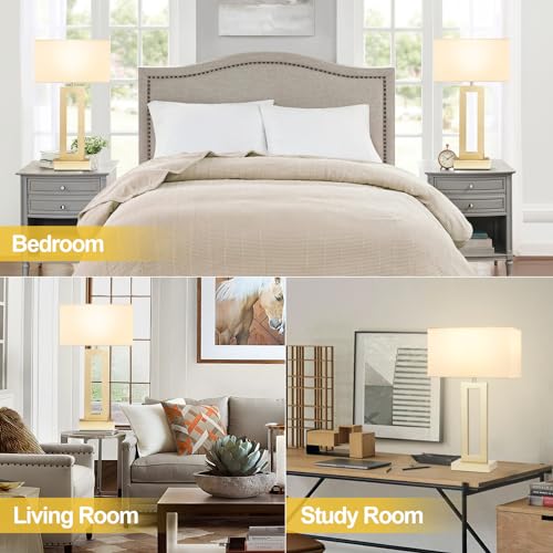 22" Tall Touch Lamps for Nightstand with USB C+A (2 Count)